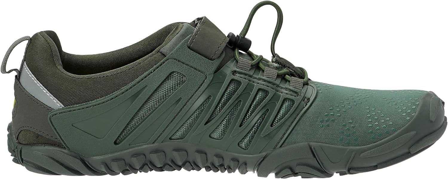 WHITIN Men's Trail Running Shoes Minimalist Barefoot 5 Five Fingers Wide Width Toe Box Gym Workout Fitness Low Zero Drop Male Parkour Road Sport Breathable Beach Black Size 12